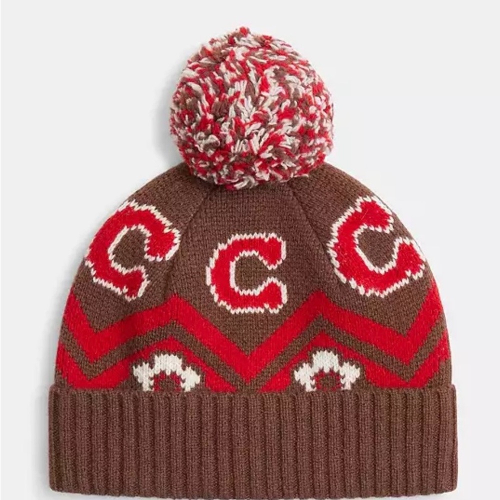 NWT Coach Fair Isle Print Knit Beanie